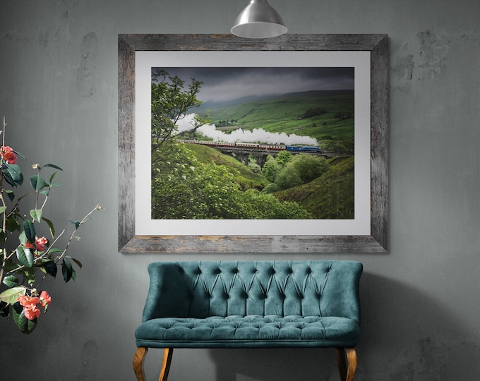 Settle & Carlisle Railway Fine Art Photograph • Sir Nigel Gresley crosses Ais Gill Viaduct • Unframed Print