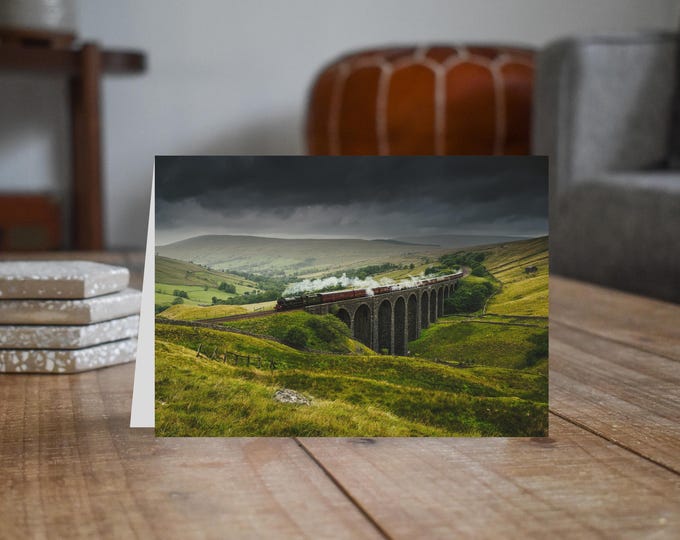 Settle & Carlisle Railway Greeting Card • Alberta crosses Arten Gill Viaduct