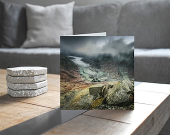 Lake District Greeting Card • Hanging Stone, Base Brown