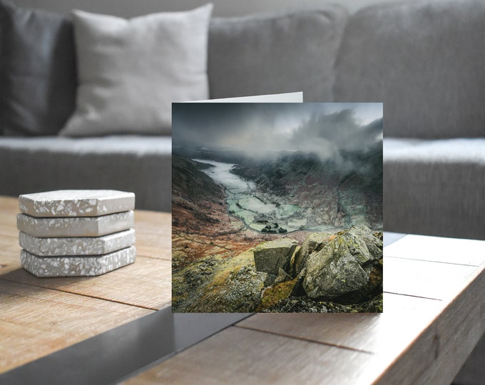 Lake District Greeting Card • Hanging Stone, Base Brown