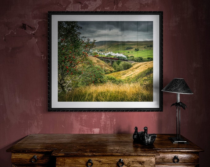Settle & Carlisle Railway Fine Art Photograph • Alberta crosses Ais Gill Viaduct • Unframed Print