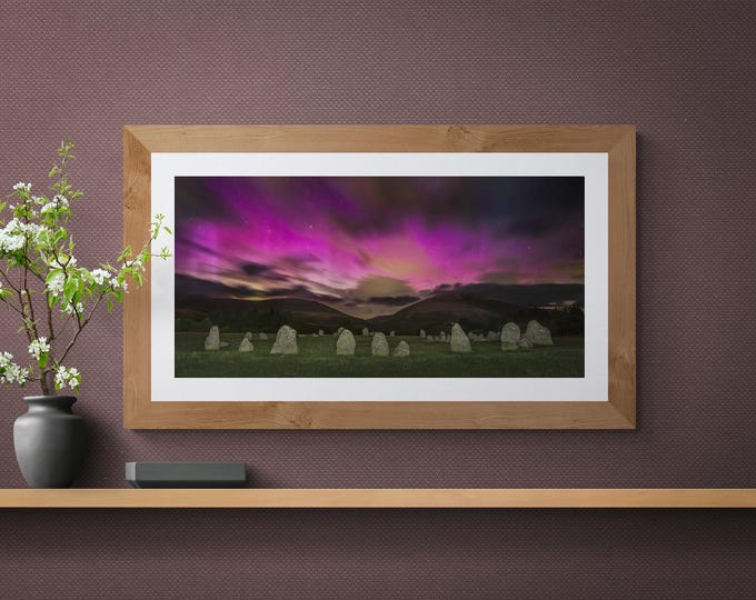 Lake District Fine Art Photograph • Aurora Borealis at Castlerigg Stone Circle • Unframed Print