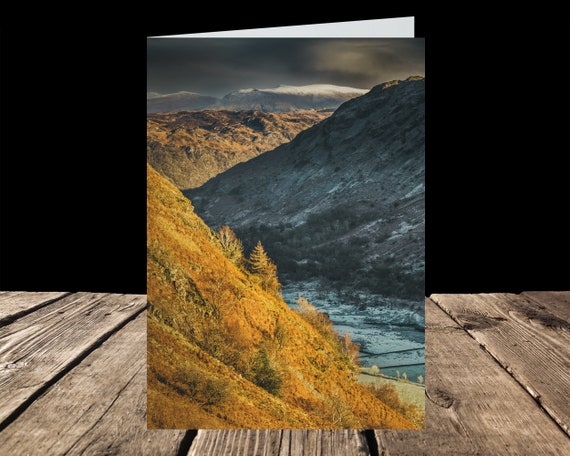 Helvellyn beyond Borrowdale, Lake District - Greeting Card