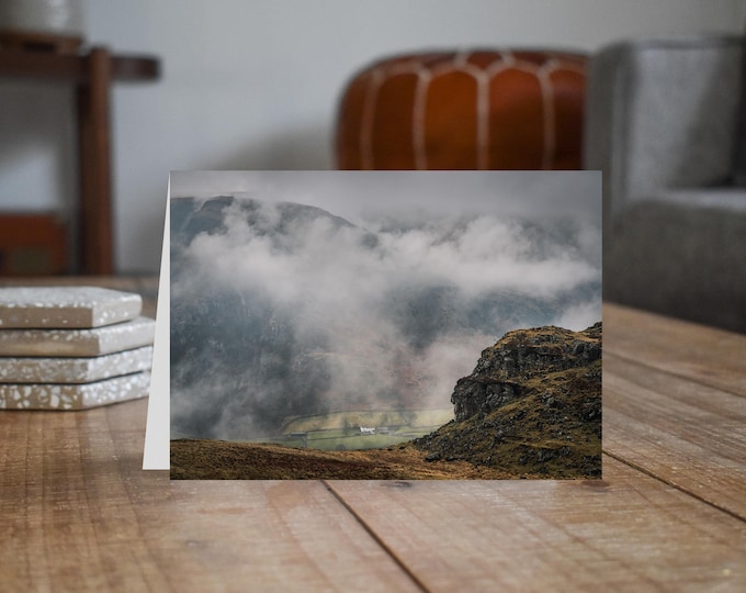 Lake District Greeting Card • Bram Crag Farm from High Rigg