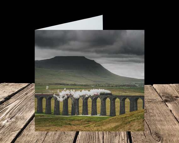 Sir Nigel Gresley crosses Ribblehead Viaduct, Settle-Carlisle Railway - Greeting Card