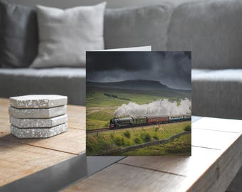 Settle & Carlisle Railway Greeting Card • Tornado passes Pen-y-ghent