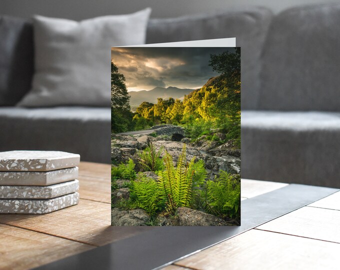 Lake District Greeting Card • Skiddaw beyond Ashness Bridge