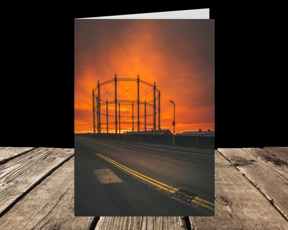 Carlisle Gas Works from Rome Street, City of Carlisle - Greeting Card