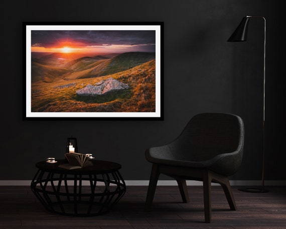 Over Water from Great Sca Fell, Lake District - Photographic Print