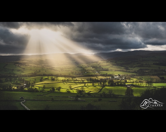 Bampton Grange from Knipe Moor, Lake District - Photographic Print