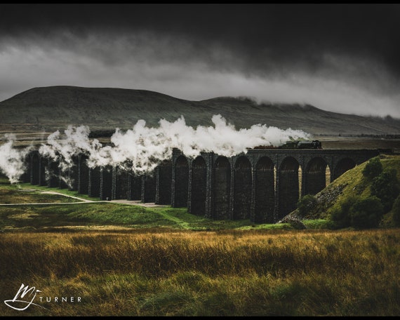 60163 Tornado powers over Ribblehead Viaduct, Settle-Carlisle Railway - Photographic Print