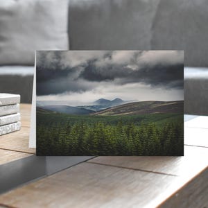 Scotland Greeting Card • Eildon Hills from Traquair Forest