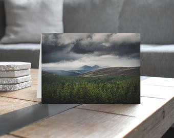 Scotland Greeting Card • Eildon Hills from Traquair Forest