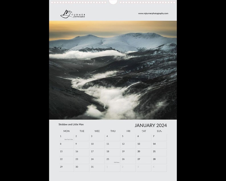 Lake District 2024 Calendar Wall Planner A3 Wall Calendar Scenic