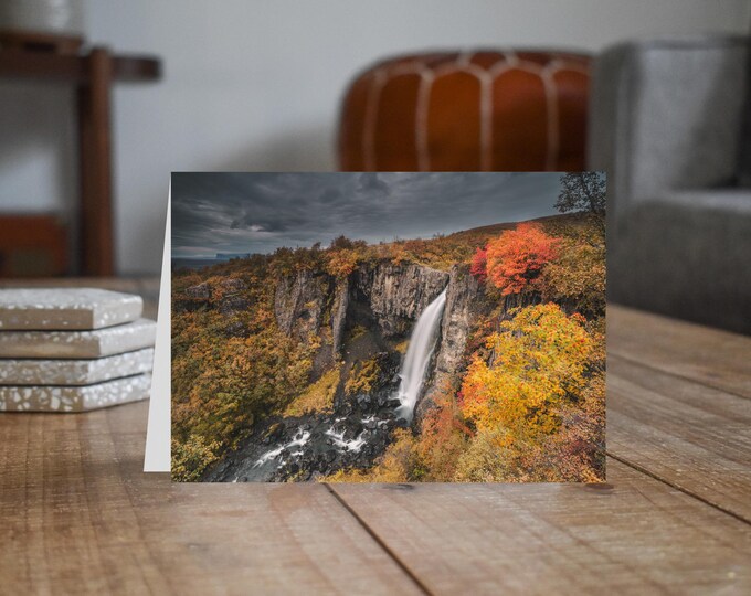 Iceland Greeting Card • Hundafoss