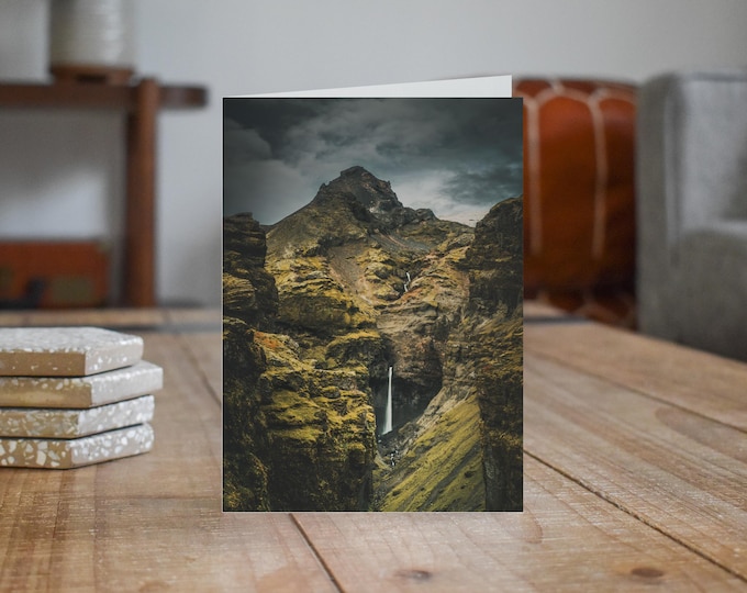 Iceland Greeting Card • Múlafoss below Rótarfjallshnúkur