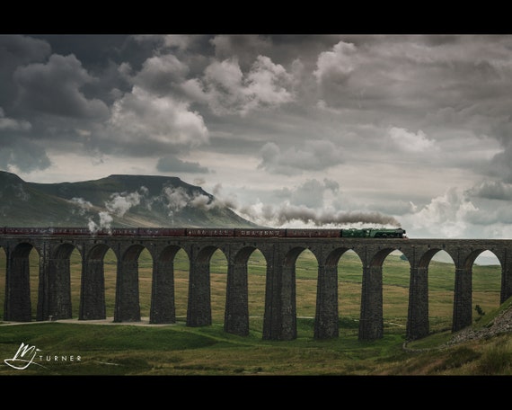 Flying Scotsman powers over Ribblehead Viaduct, Settle-Carlisle Railway - Photographic Print