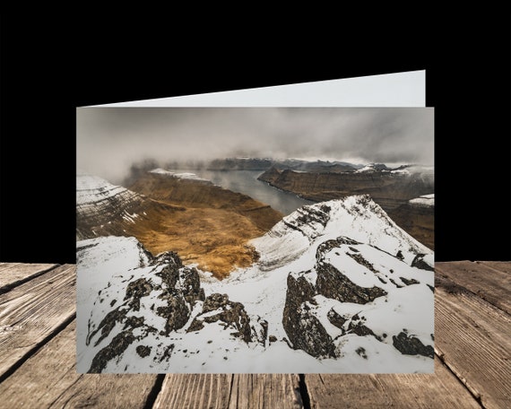 Funningsfjørður from Slættaratindur, Faroe Islands - Greeting Card