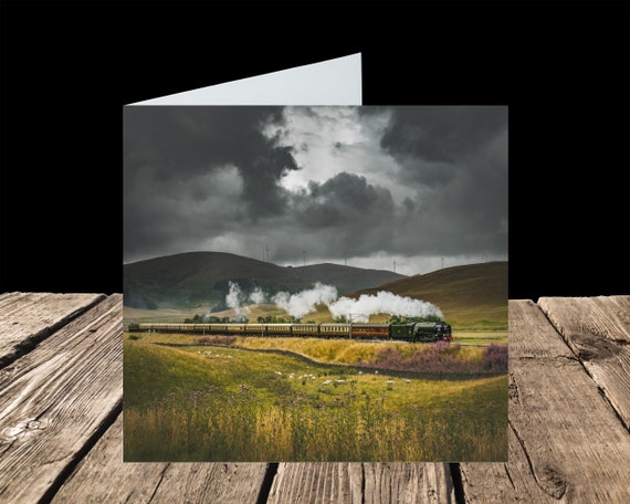 60163 Tornado passes Tewsgill Hill, West Coast Main Line, Scotland - Greeting Card
