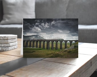 Settle & Carlisle Railway Greeting Card • Flying Scotsman powers over Ribblehead Viaduct
