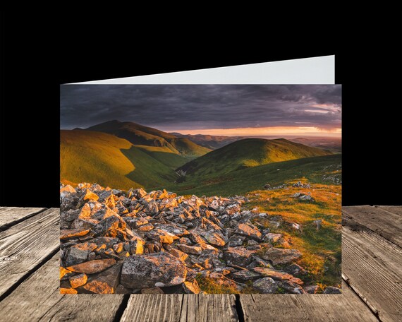 Skiddaw & Great Cockup from Meal Fell, Lake District - Greeting Card