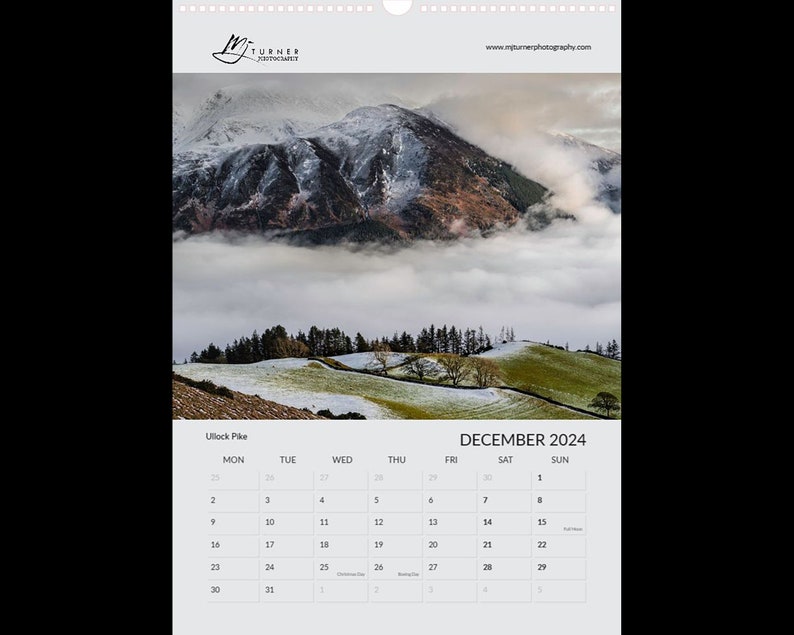 Lake District 2024 Calendar Wall Planner A3 Wall Calendar Scenic