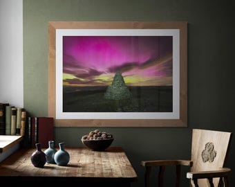 North Pennines Fine Art Photograph • Aurora Borealis from Nine Standards Rigg • Unframed Print