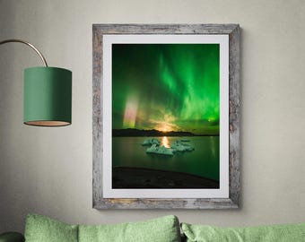 Iceland Fine Art Photograph • Aurora, Auriga and Jupiter over Jökulsárlón • Unframed Print