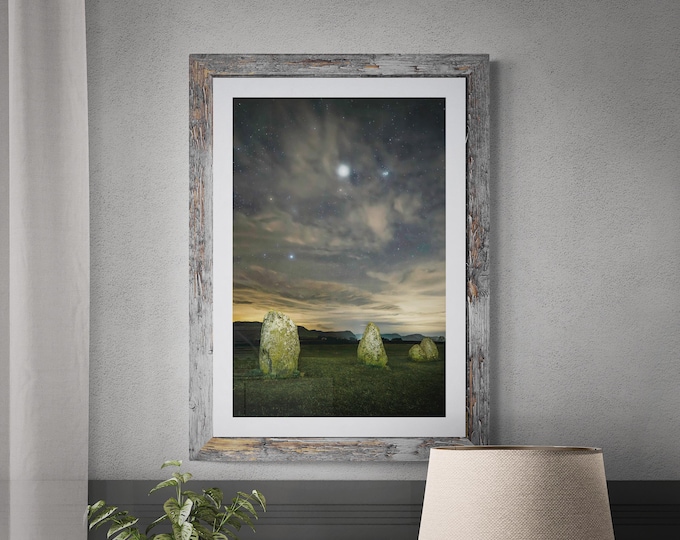 Lake District Fine Art Photograph • Jupiter and Pleiades over Castlerigg Stone Circle • Unframed Print