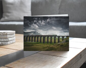 Settle & Carlisle Railway Greeting Card • Flying Scotsman powers over Ribblehead Viaduct