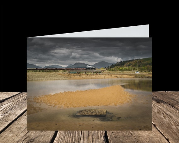 45690 Leander from the River Irt, Cumbrian Coast Line, Lake District - Greeting Card