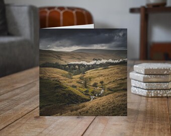 Settle & Carlisle Railway Greeting Card • Scots Guardsman crosses Dent Head Viaduct