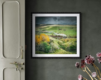 Settle & Carlisle Railway Fine Art Photograph • Alberta powers over Ais Gill Viaduct • Unframed Print