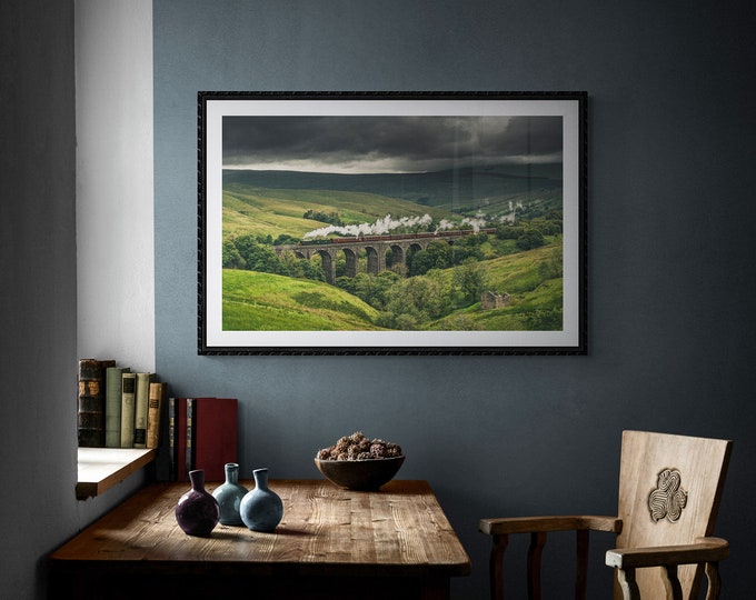Settle & Carlisle Railway Fine Art Photograph • Alberta crosses Dent Head Viaduct • Unframed Print