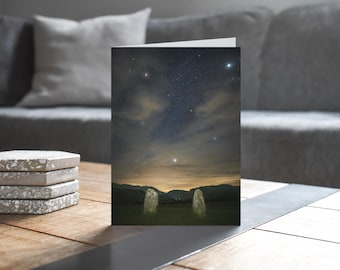 Lake District Greeting Card • Sirius, Mars and Jupiter over Castlerigg Stone Circle