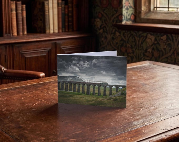 Settle & Carlisle Railway Greeting Card • Flying Scotsman at Ribblehead Viaduct