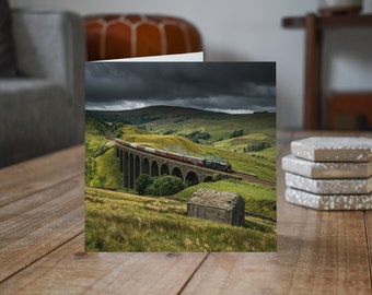 Settle & Carlisle Railway Greeting Card • The Eden Express crosses Arten Gill Viaduct