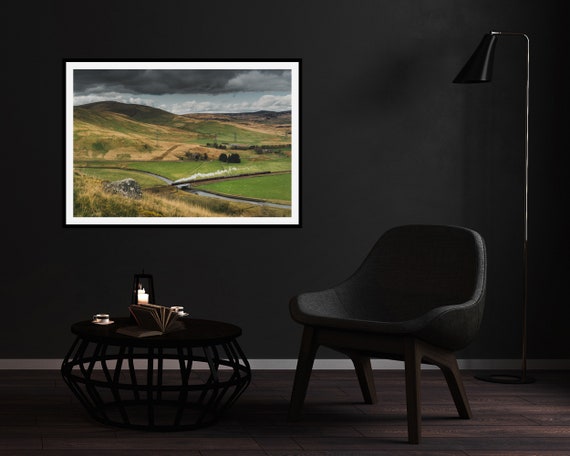 Scots Guardsman crosses the River Clyde, West Coast Main Line, Scotland - Photographic Print