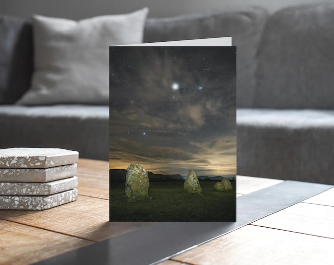 Lake District Greeting Card • Jupiter and Pleiades over Castlerigg Stone Circle