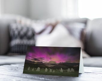 Lake District Greeting Card • Aurora Borealis at Castlerigg Stone Circle