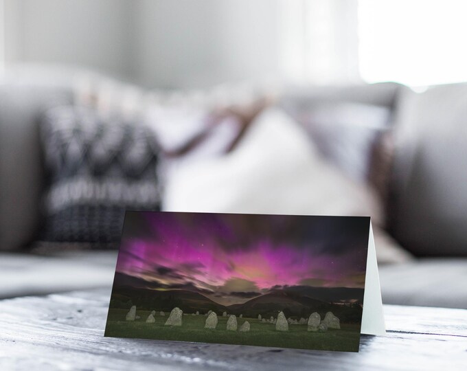 Lake District Greeting Card • Aurora Borealis at Castlerigg Stone Circle