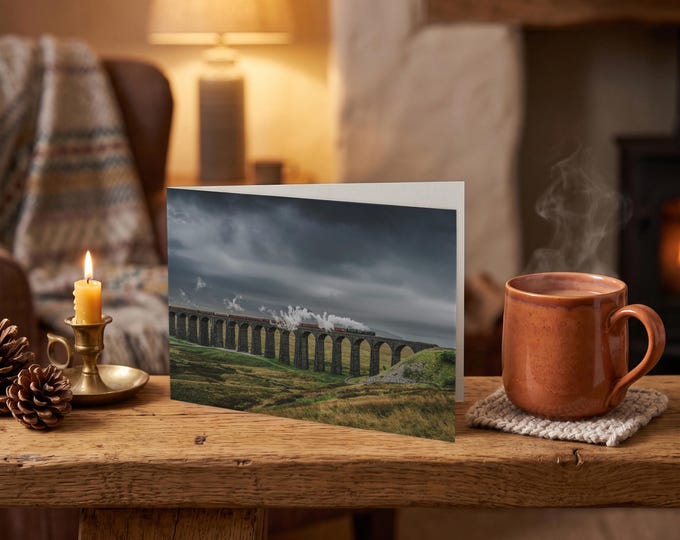 Settle & Carlisle Railway Greeting Card • The Dalesman crosses Ribblehead Viaduct