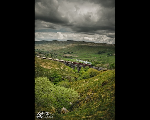 6201 Princess Elizabeth crosses Ais Gill Viaduct, Settle-Carlisle Railway - Photographic Print