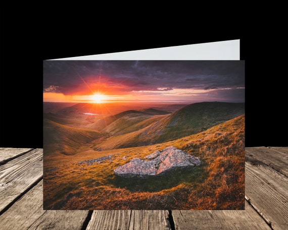 Over Water from Great Sca Fell, Lake District - Greeting Card