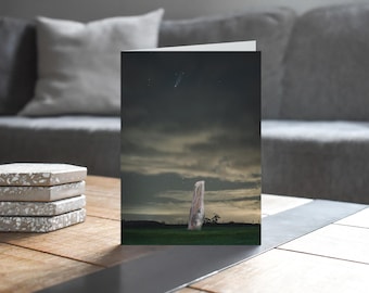 Vale of Eden Greeting Card • Comet Lemmon over Long Meg