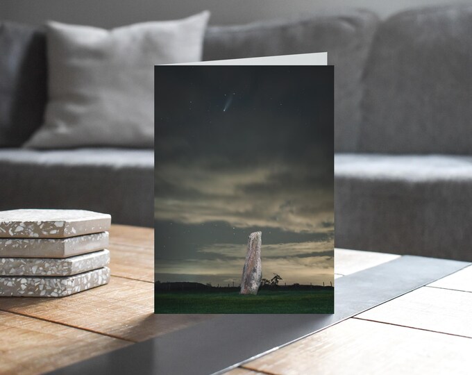 Vale of Eden Greeting Card • Comet Lemmon over Long Meg