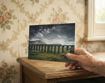 Settle & Carlisle Railway Greeting Card • Flying Scotsman powers over Ribblehead Viaduct