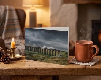Settle & Carlisle Railway Greeting Card • The Dalesman crosses Ribblehead Viaduct