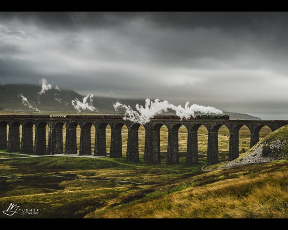 The Dalesman crosses Ribblehead Viaduct, Settle-Carlisle Railway - Photographic Print