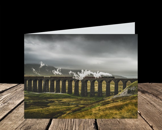 The Dalesman crosses Ribblehead Viaduct, Settle-Carlisle Railway - Greeting Card